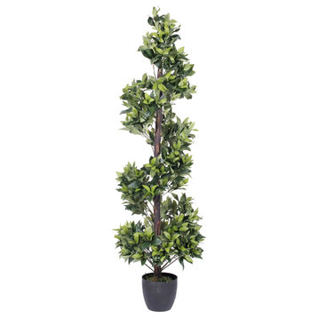 Vickerman 5`Spiral Bay Tree With Pot, Green