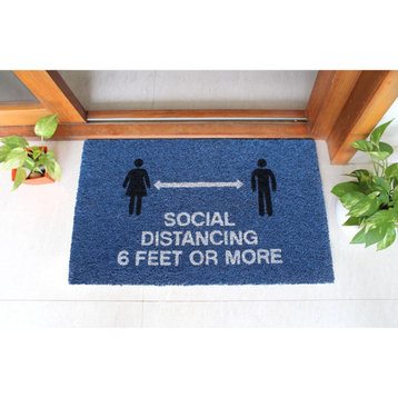 Blue Machine Tufted Social Distancing 6 Feet or More Doormat, 18" x 30"