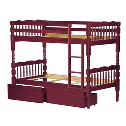 Arlington Twin over Twin Bunk Bed in Mahogany - Bunk Beds