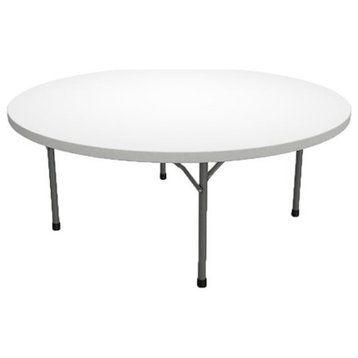 Mayline Event Series 72" Round Folding Table in Dark Gray and White