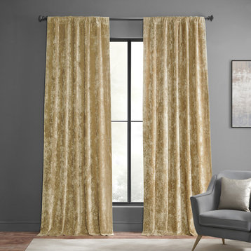 Lush Crush Velvet Window Curtain Single Panel, Gold, 50w X 108l