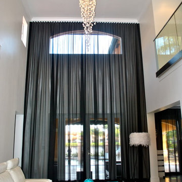 Beatriz Miami Lakes - Ripple Fold Black + Silver Sheer Drapes