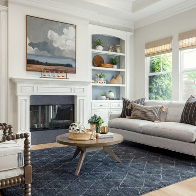 Beach style living room photo in Orange County