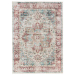 Jaipur Living - Vibe by Jaipur Living Vandran Medallion Dark Red/ Teal Area Rug 5'3"X7'6" - Rich with detail and saturated color, the Kalesi collection makes a statement with updated traditional flair. The Vandran rug showcases a floral medallion in a dark red, teal, beige, and gold colorway that also features hints of green. Crafted of durable polyester, the incredibly high-resolution digital printing gives the impression of a hand-knot quality at an accessible price. This low-profile accent piece can stand up to high traffic areas of the home such as the kitchen, living room, entryways, and halls.