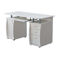 Large Desk Table Mdf With Sliding Keyboard Tray With Drawers And