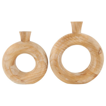 Natural Brown Wood Vase Set 564140