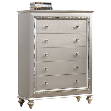 Bowery Hill Transitional 5 Drawer Chest in Champagne