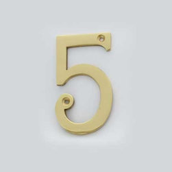 Cool House Numbers Solid Brass 4 Inch (100mm) Door Number 5 #2275 - House Numbers