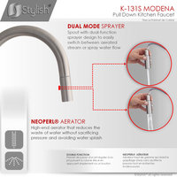 Single Handle Stainless Steel Pull Down Kitchen Faucet With Soap Dispenser