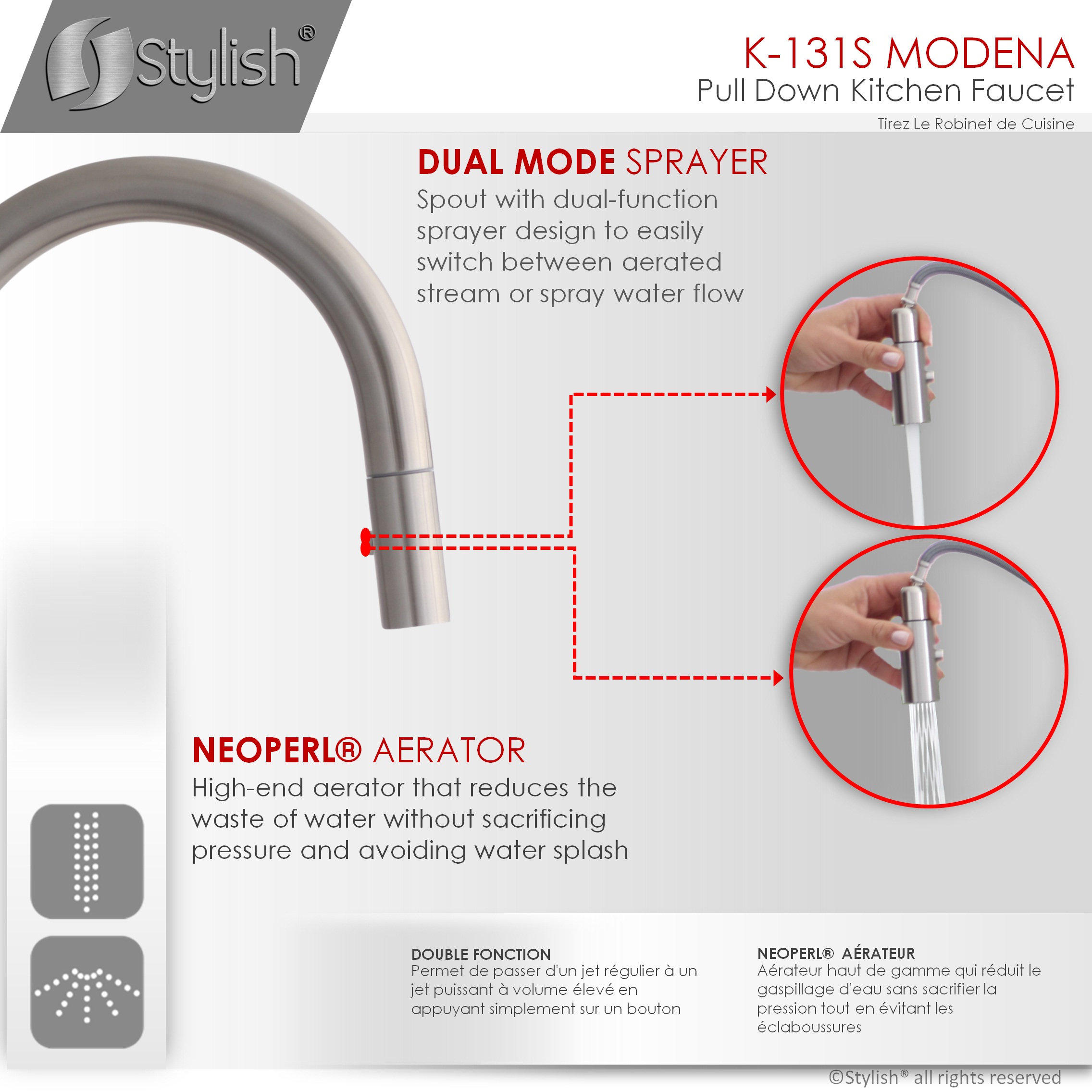 Single Handle Stainless Steel Pull Down Kitchen Faucet With Soap Dispenser