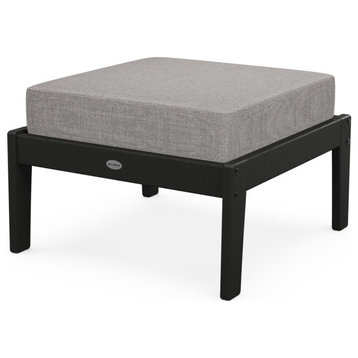 POLYWOOD Deep Seating Ottoman, Black/Gray Mist