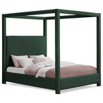 Meridian Furniture - Eden Boucle Fabric Upholstered Bed, Green, King - Experience the epitome of luxury and serenity with the Eden Boucle Fabric Canopy Bed, a majestic haven that elevates your bedroom into a royal chamber. Wrapped in a rich green boucle fabric, this captivating bed exudes timeless elegance and invites you to indulge in restful nights and dreamy mornings. The airy canopy, draped in the same luxurious black boucle fabric, creates a sense of intimacy and seclusion, transforming your sleeping space into a private sanctuary. Imagine reading a captivating book or enjoying a late-night conversation under the soft glow of string lights draped across the canopy, creating a truly magical atmosphere.