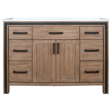 Lexora Home Ziva 48" Cultured Marble Top Single Vanity in Rustic Barnwood