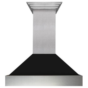 Ducted DuraSnow Stainless Steel Range Hood with Black Matte Shell