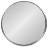 Travis Round Wood Accent Wall Mirror, Silver 25.6Diameter