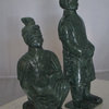 Pair of Japanese Warriors Made of Jade -  Size: 6"L x 5"W x 17"H.
