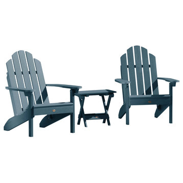 Westport 3-Piece Adirondack Chair and Side Table Set, Nantucket Blue
