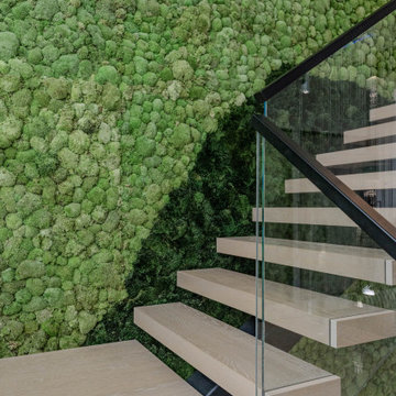 Electic Switchback Staircase with Glass Railing