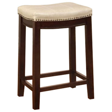 Hawthorne Collections 26" Transitional Wood/Faux Leather Counter Stool in Beige