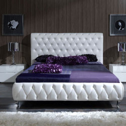 Adriana 629 White Tufted 3 PC Bedroom Set - Bedroom Furniture Sets