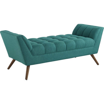 Samar Upholstered Fabric Bench - Teal, Medium