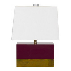 Worlds Away Foley Oxblood and Brass lacquer Table Lamp - Table Lamps