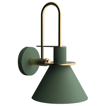 Contemporary 1-Light Cone Wall Sconce, Green