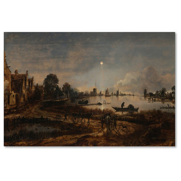 Aert van der Neer 'River View By Moonlight' Canvas Art, 32 x 22