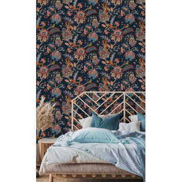 Jungle Foliage Tropical Wallpaper, Navy, Double Roll