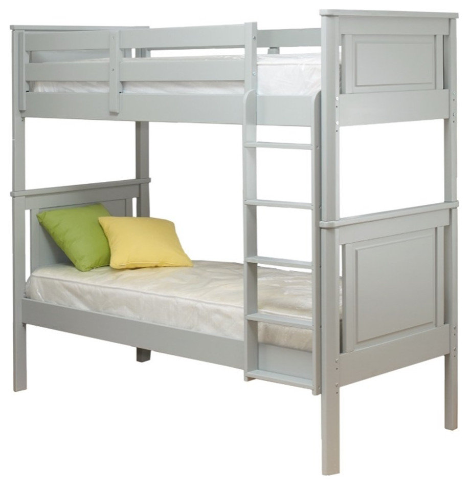 Orbelle Model 302 Twin over Twin Modern Solid Wood Bunk Bed in Gray ...