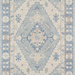 Momeni - Anatolia ANA-1 Machine Made Blue Area Rug 3'3"x5' - The pastel color palette of the Anatolia Collection presents the softer side of tribal style. Subdued shades of pink, baby blue and brown fill the field and ornamental rug borders with classical medallions and vine and dot motifs. Crafted in an innovative combination of natural wool and nylon threads, modern machining mimics ancestral weaving techniques to create a series of chic floor coverings that are superior in beauty and performance.