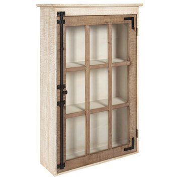 Hutchins Decorative One Door Wood Wall Cabinet, Rustic Brown/White 19.5x6x31.5