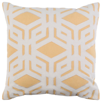 Millbrook by A. Wyly for Surya Down Pillow, Mustard, 18' x 18'