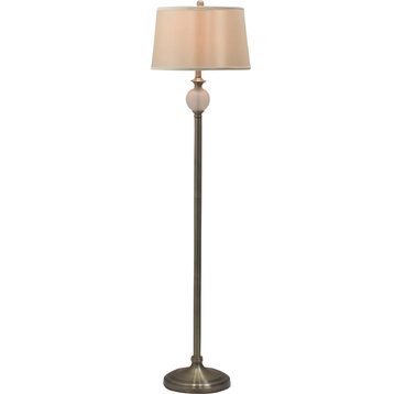 Regency Frosted Glass Floor Lamp - Antique Brass, Frosted White Glass