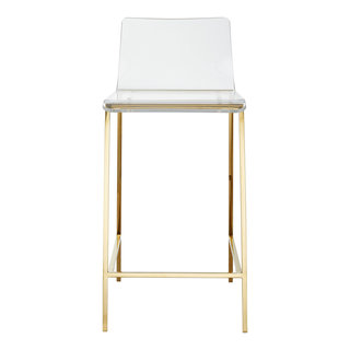 Paige Acrylic Bar Stool, Gold Legs - Contemporary - Bar Stools And ...