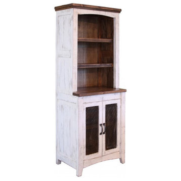 Greenview Solid Wood Mesh Door Bookcase - Distressed White