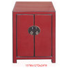 Nightstand End Table Chinese Red Lacquer Moon Face Cabinet