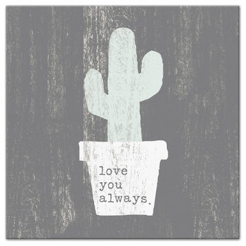 Love You Always Cactus 24x24 Canvas Wall Art