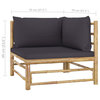 vidaXL Patio Lounge Set 2 Pieces with Dark Gray Cushions Bamboo Garden Seat