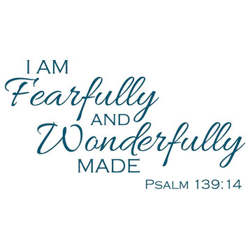 Decal Wall Sticker I Am Fearfully & Wonderfully Made Psalm 139:14, Medium Blue