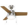 Hunter Fan Company 36" Aker Brushed Nickel Ceiling Fan With Light