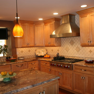 Warm Natural Maple Kitchen Remodel | Granite Island, Open Plan Design