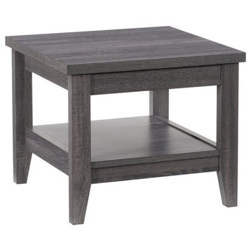 Atlin Designs Square Mid-Century Engineered Wood Side Table in Dark Gray