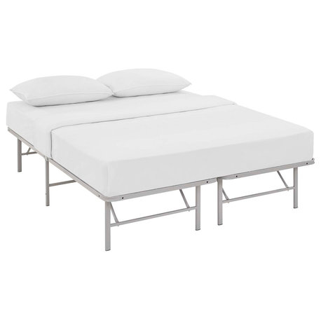 Gray Horizon Queen Stainless Steel Bed Frame