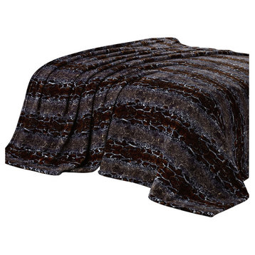 Chocolate Snake Safari Flannel Fleece Blanket, Queen