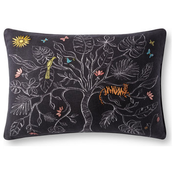 Justina Blakeney x Loloi P0963 Black 16" X 26" Cover Only Pillow