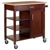 Winsome Marissa Transitional Solid Wood Kitchen Cart in Walnut and Natural