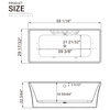 59" L x 29.5" W White Acrylic Center Drain Freestanding Whirlpool Tub