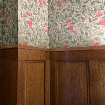 Wainscotting and William Morris Wallpaper Detail