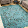 Ophelia Overdyed Traditional Teal and Gray Rug, 5'3"x7'6"